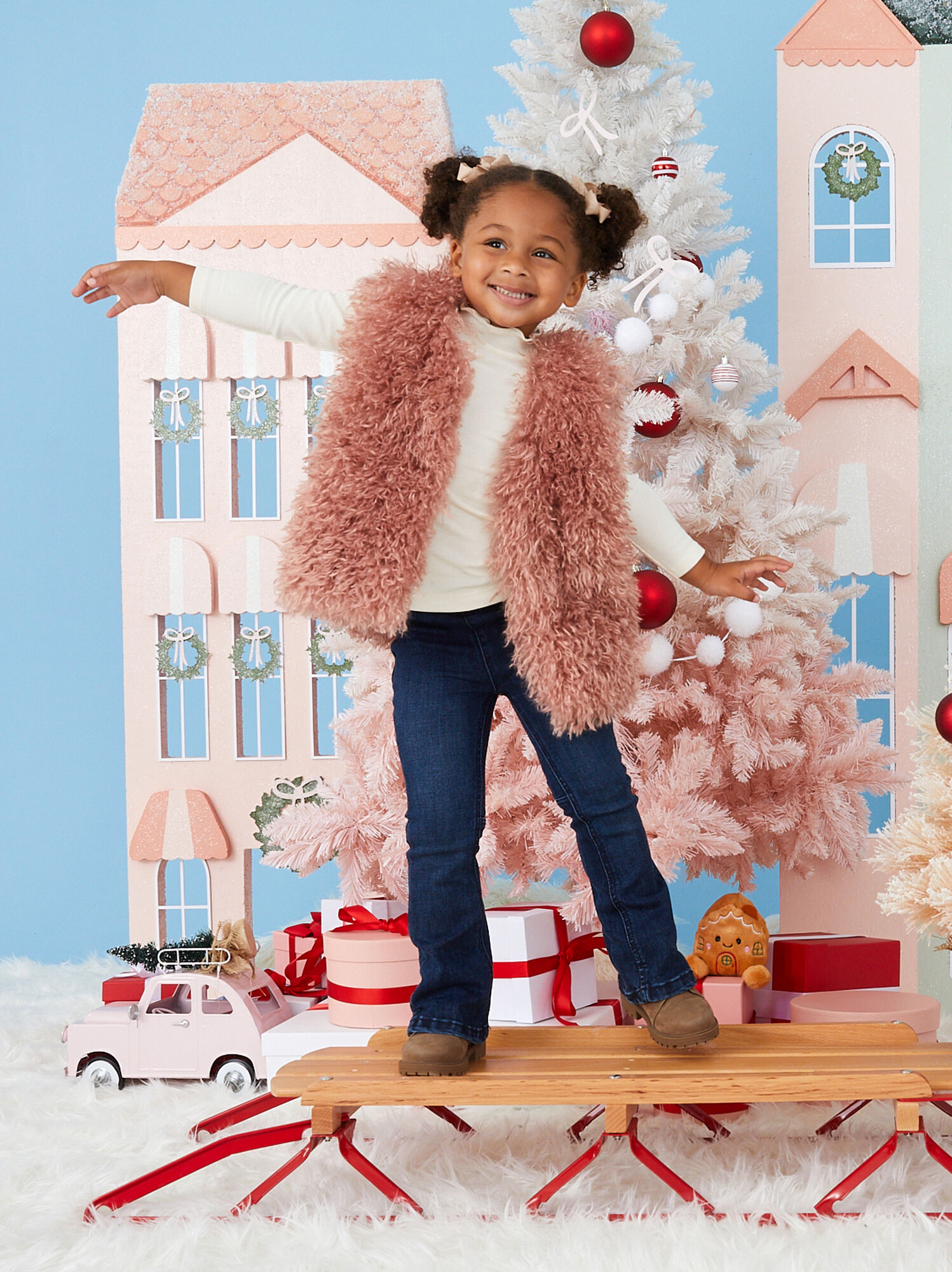 Lana Blush Curly Fur Vest