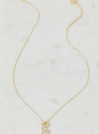18K Gold Signature Letter Necklace -E Detail 2 - TULLABEE