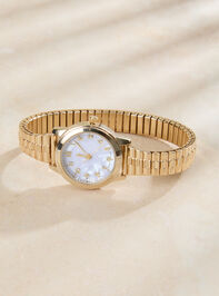 Mother of Pearl Stretch Round Watch - TULLABEE