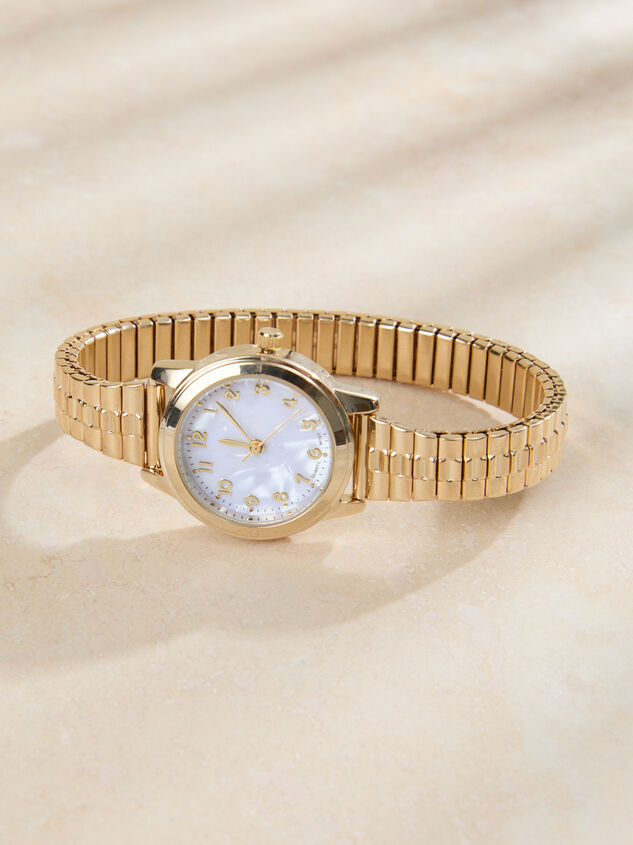 Mother of Pearl Stretch Round Watch - TULLABEE