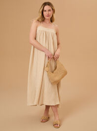 Malea Marigold Striped Mama Dress by Rylee + Cru Detail 2 - TULLABEE