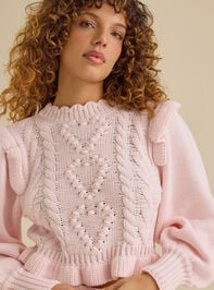 Lyla Heart Cable Sweater Detail 4 - TULLABEE