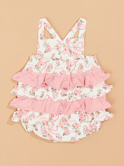 Amelia Floral Bow Ruffle Bubble - TULLABEE
