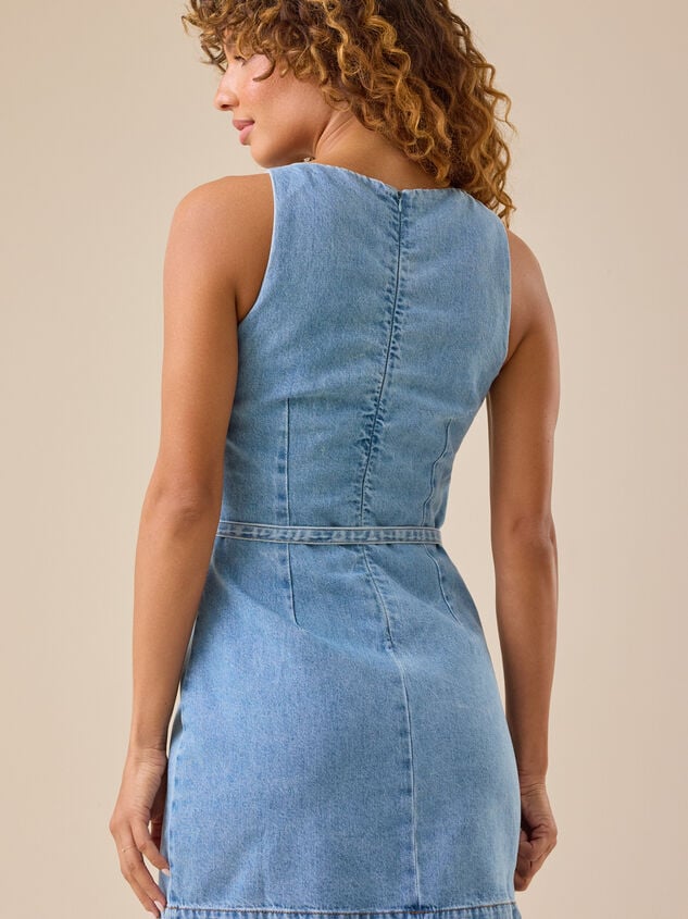 Luca Denim Mini Dress Detail 5 - TULLABEE