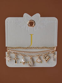 Bubble Monogram Charm Bracelet Set - J - TULLABEE