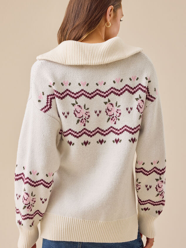 Adeline Patterned Quarter Zip Detail 5 - TULLABEE