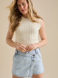Abigail Denim Overlay Skort Detail 2 - TULLABEE