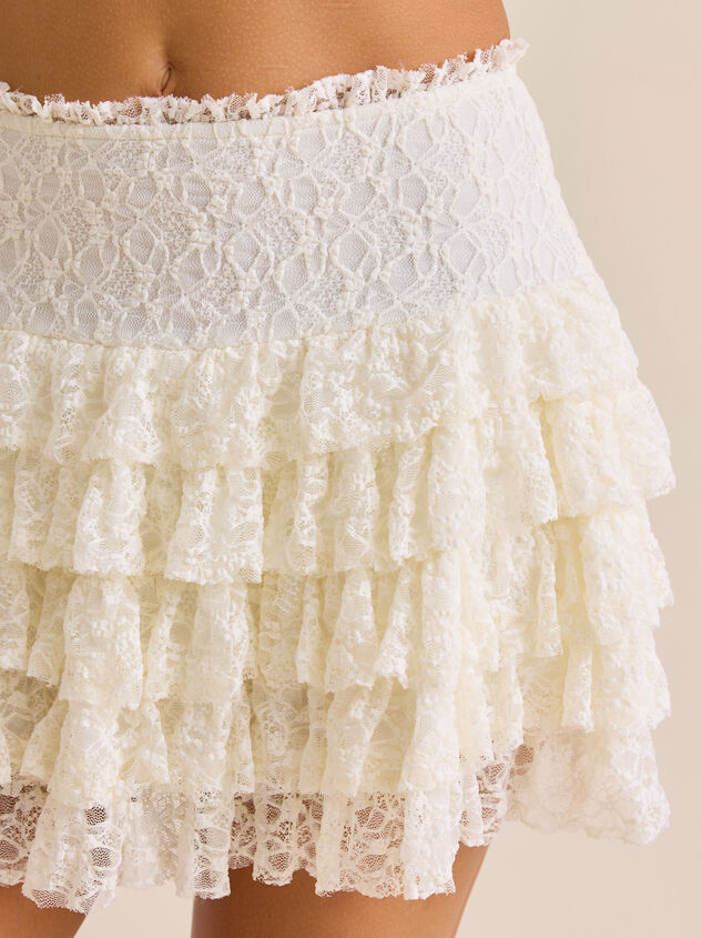 Camila Tiered Lace Mini Skirt Detail 2 - TULLABEE