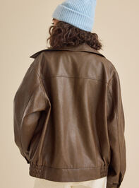 Reba Leather Bomber Jacket Detail 5 - TULLABEE