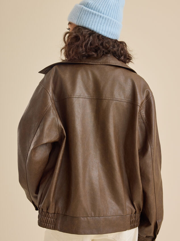 Reba Leather Bomber Jacket Detail 5 - TULLABEE