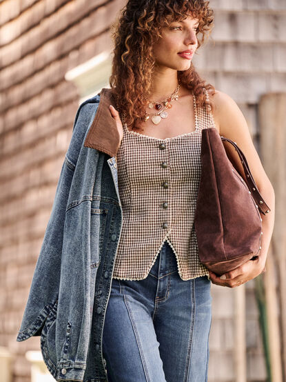 Lucy Lace Trim Button-Up Vest - TULLABEE