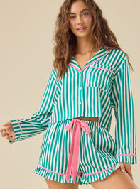 Rosemary Satin Stripe Sleep Top Detail 3 - TULLABEE