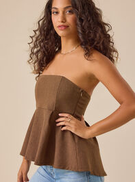 Stevie Strapless Peplum Top Detail 4 - TULLABEE