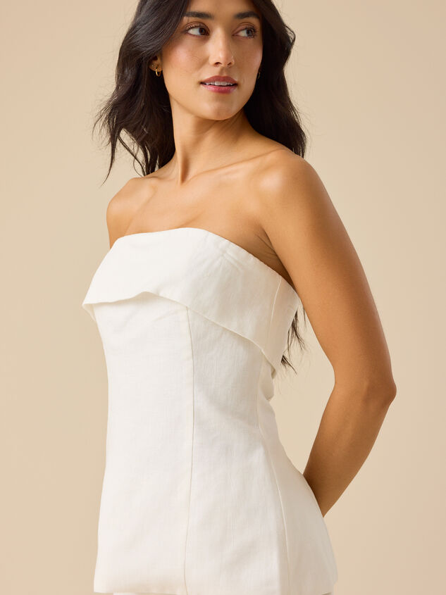 Perry Fold Over Linen Tube Top Detail 2 - TULLABEE