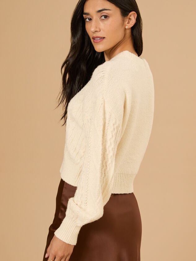 Diane Cropped Cable Sweater Detail 4 - TULLABEE