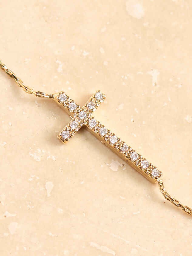 18K Gold Dipped Crystal Cross Necklace Detail 3 - TULLABEE