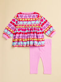Cheerful Hearts Dress and Legging Baby Set Detail 2 - TULLABEE
