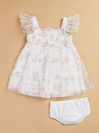 Nora Floral Mesh Baby Dress and Bloomer Set - TULLABEE