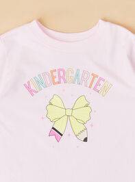 Kindergarten Pencil Bow Tee Detail 2 - TULLABEE