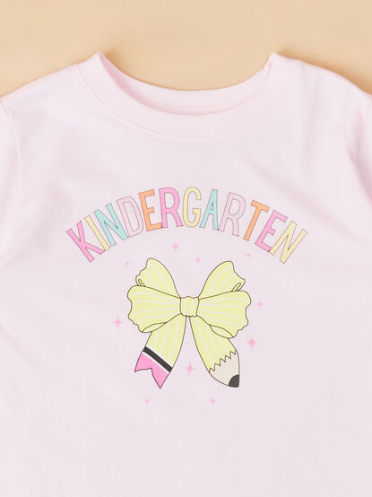 Kindergarten Pencil Bow Tee - TULLABEE