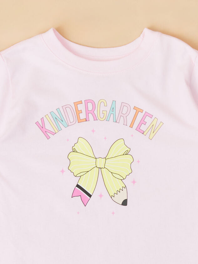 Kindergarten Pencil Bow Tee Detail 2 - TULLABEE