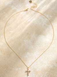 Pearl Cubic Zirconia Cross Necklace Detail 2 - TULLABEE