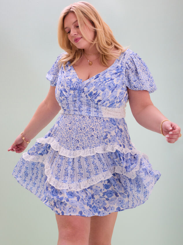 Aderny Patchwork Floral Mini Dress - TULLABEE