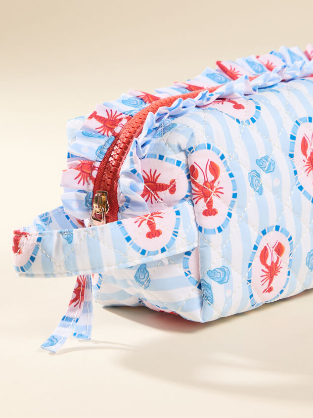 Seaside Lobster Quilted Cosmetic Pouch Detail 2 - TULLABEE