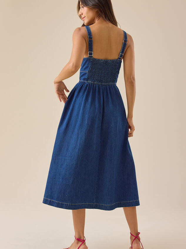 Quinlan Denim Midi Dress Detail 5 - TULLABEE