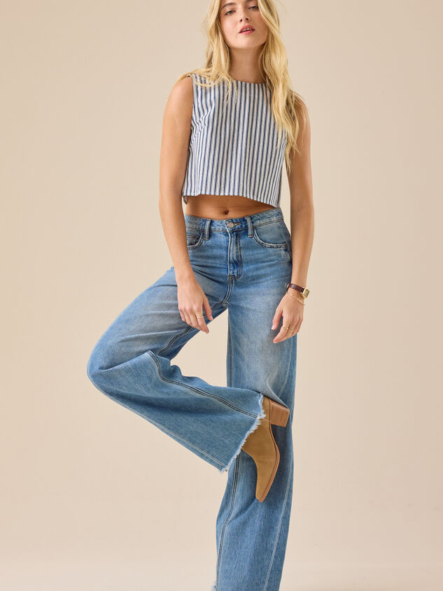 Issy Striped Linen Top Detail 2 - TULLABEE