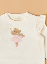 Ballet Bear Ruffle Sweatshirt Detail 2 - TULLABEE