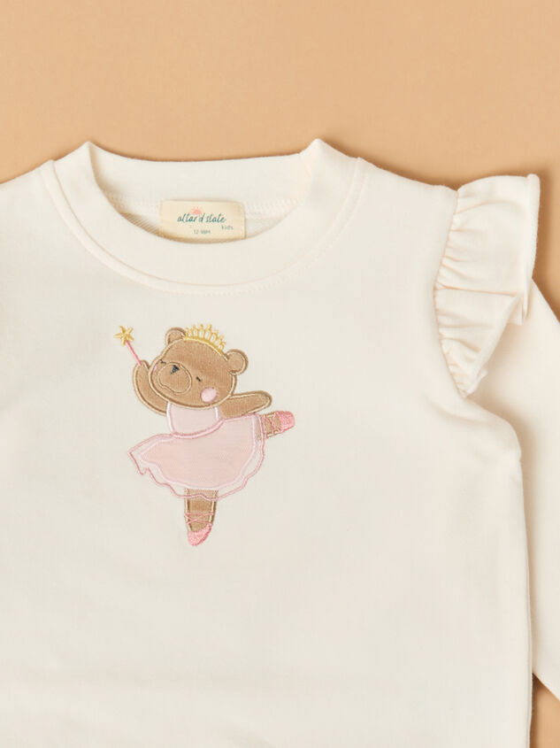 Ballet Bear Ruffle Sweatshirt Detail 2 - TULLABEE