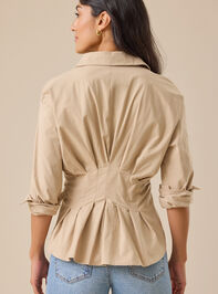 Julianne Pleated Button-Up Top Detail 4 - TULLABEE