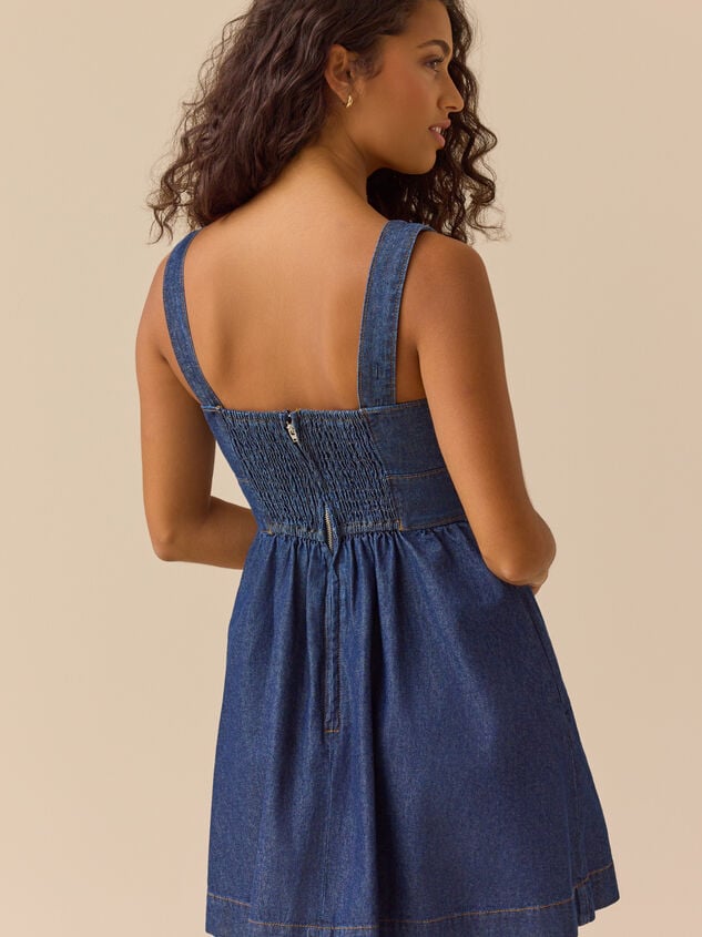 Ava Denim Mini Dress Detail 5 - TULLABEE
