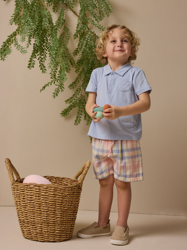 Dusty Plaid Polo Short Set - TULLABEE