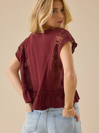 Micah Lace Inset Peplum Top Detail 4 - TULLABEE