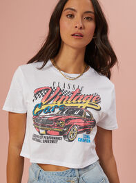 Vintage Cars Cropped Graphic Tee Detail 2 - TULLABEE
