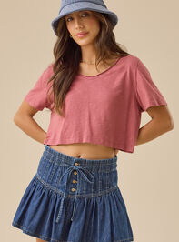 Charly Lace Trim Cropped Tee Detail 2 - TULLABEE