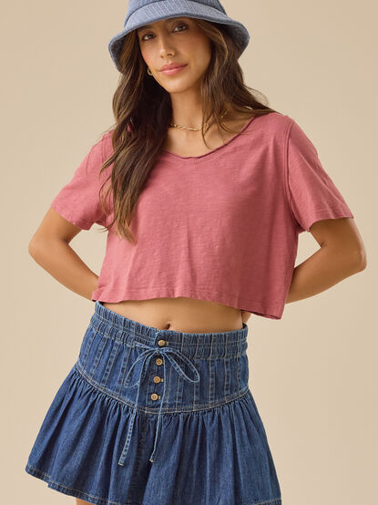 Charly Lace Trim Cropped Tee - TULLABEE
