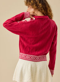 Kiley Fair Isle Zip Up Sweater Detail 5 - TULLABEE