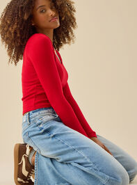 Elowyn Long Sleeve Ribbed Top Detail 3 - TULLABEE