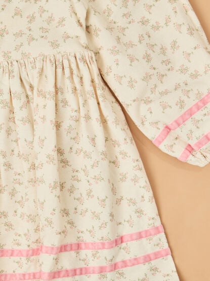 Ella Velvet Trim Floral Mini Dress - TULLABEE