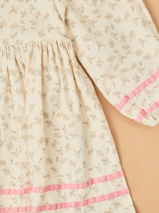 Ella Velvet Trim Floral Mini Dress Detail 2 - TULLABEE