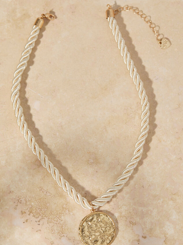 Twisted Cord Hammered Coin Necklace - TULLABEE