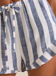 Demi Stripe Linen Shorts Detail 5 - TULLABEE
