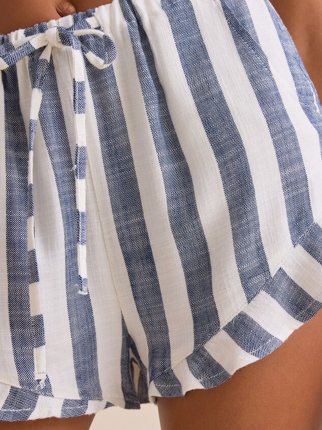 Demi Stripe Linen Shorts Detail 5 - TULLABEE