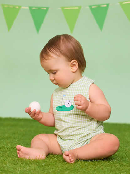 Putt Practice Baby Gingham Romper - TULLABEE