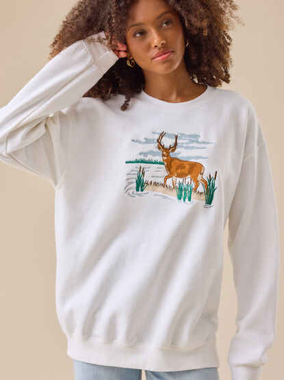 Embroidered Deer Sweatshirt - TULLABEE