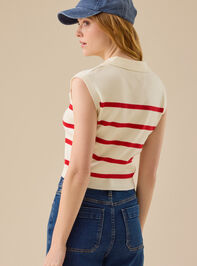 Norah Striped Knit Polo Top Detail 4 - TULLABEE