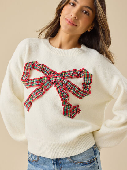 Mitsy Plaid Bow Pullover - TULLABEE